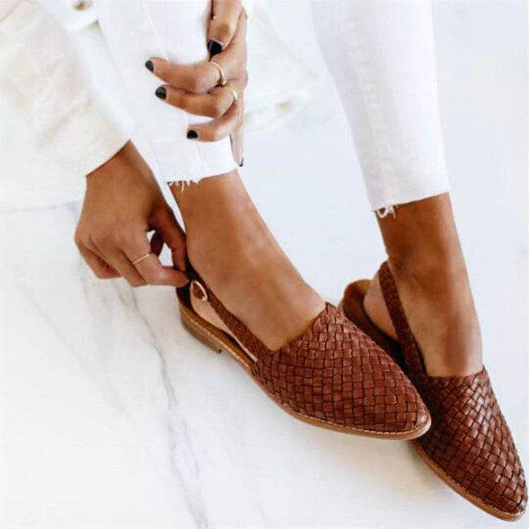 Bea Woven Slingback Flats in Dark Brown