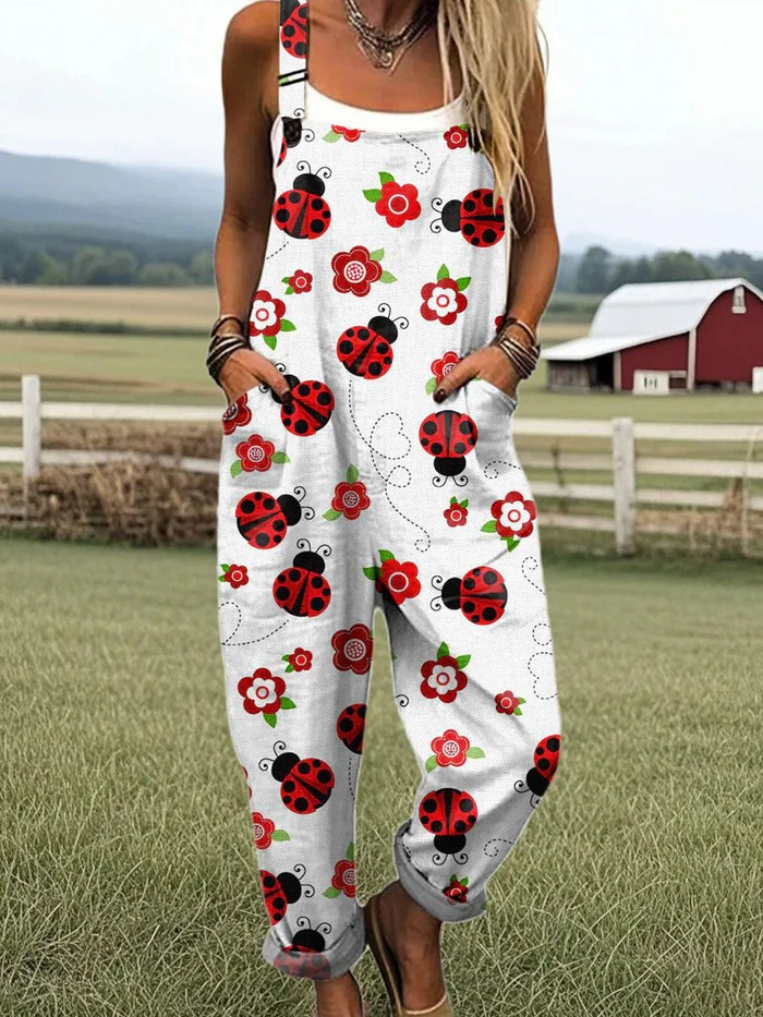 Beatrix Ladybird Print Overalls