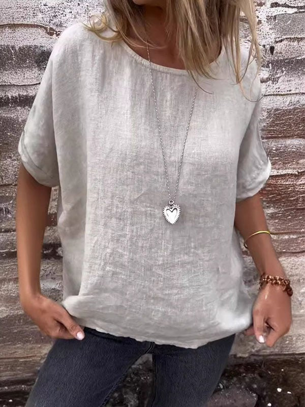 Betsan Boxy Linen-Look Top in Cream