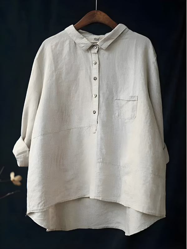 Bianka Popover Linen Shirt in White
