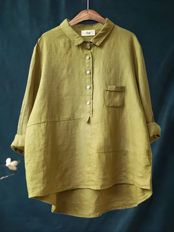 Bianka Popover Linen Shirt in Yellow