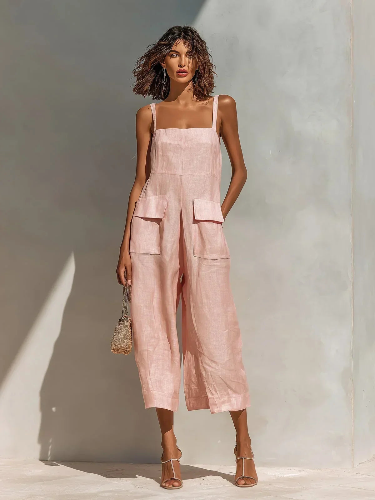 Briallen Patch Pocket Jumpsuit in Pink
