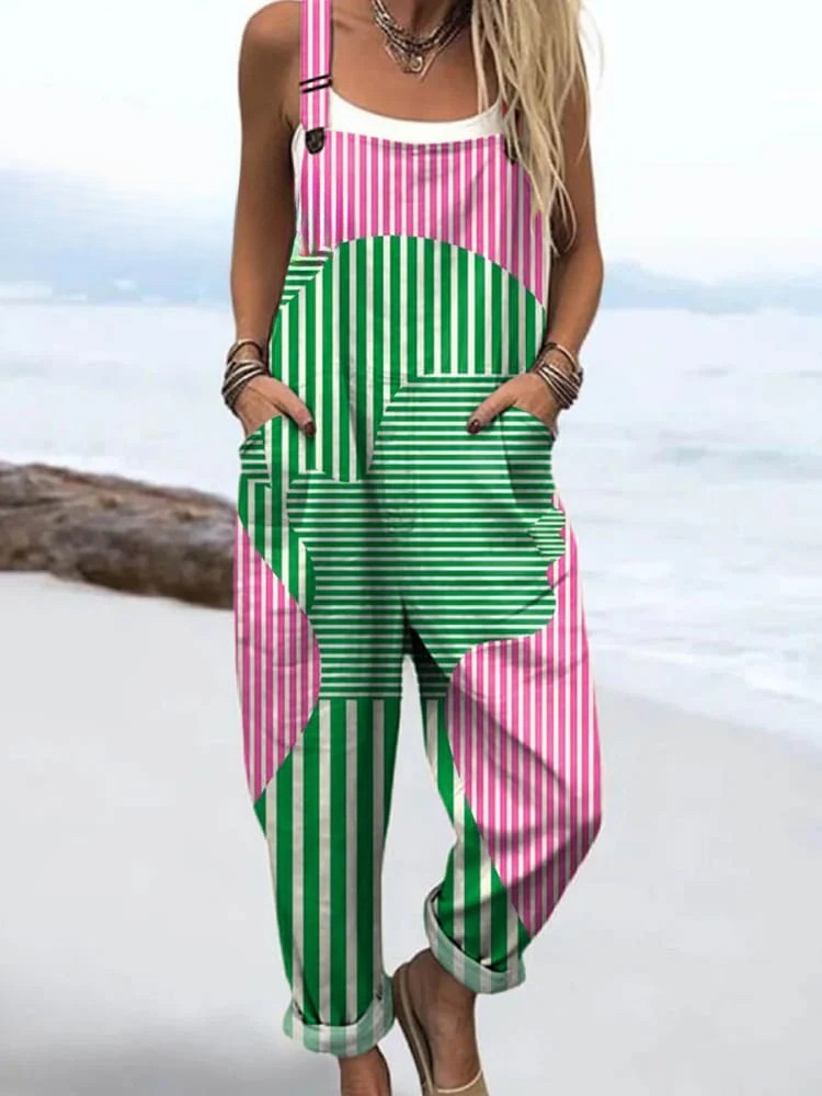 Bryony Striped Geometric Overalls
