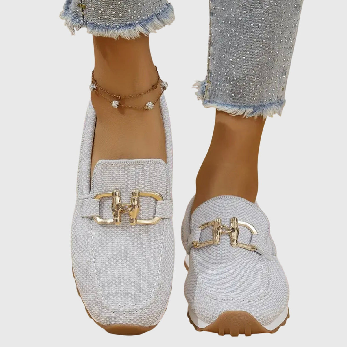 Bunny Buckle Loafer Sneakers in White