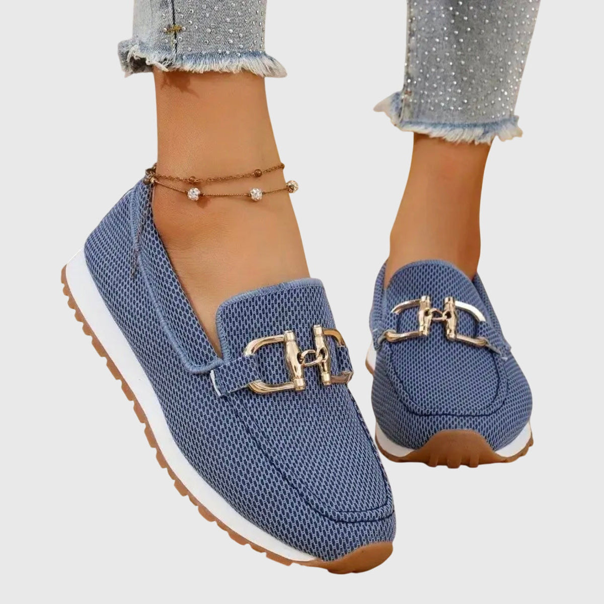 Bunny Buckle Loafer Sneakers in Blue