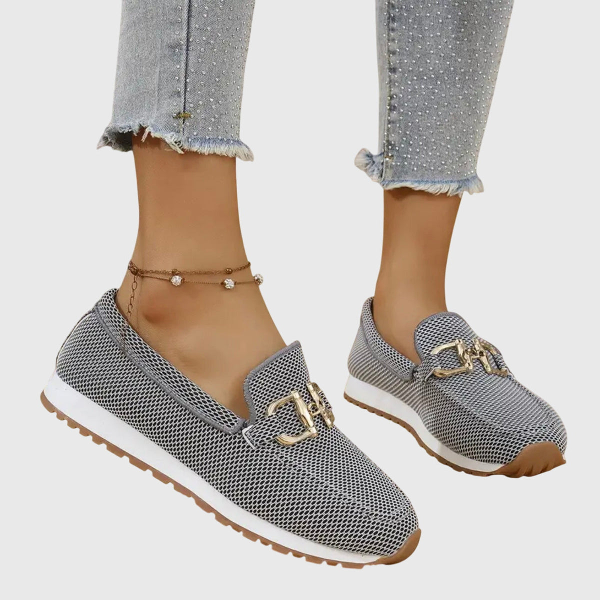 Bunny Buckle Loafer Sneakers in Gray