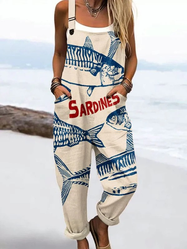 Candace Fish Print Dungarees