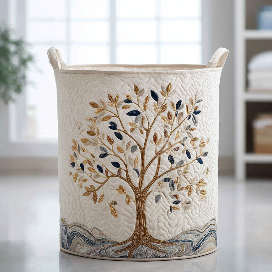 Candace Branching Leaves Basket in White