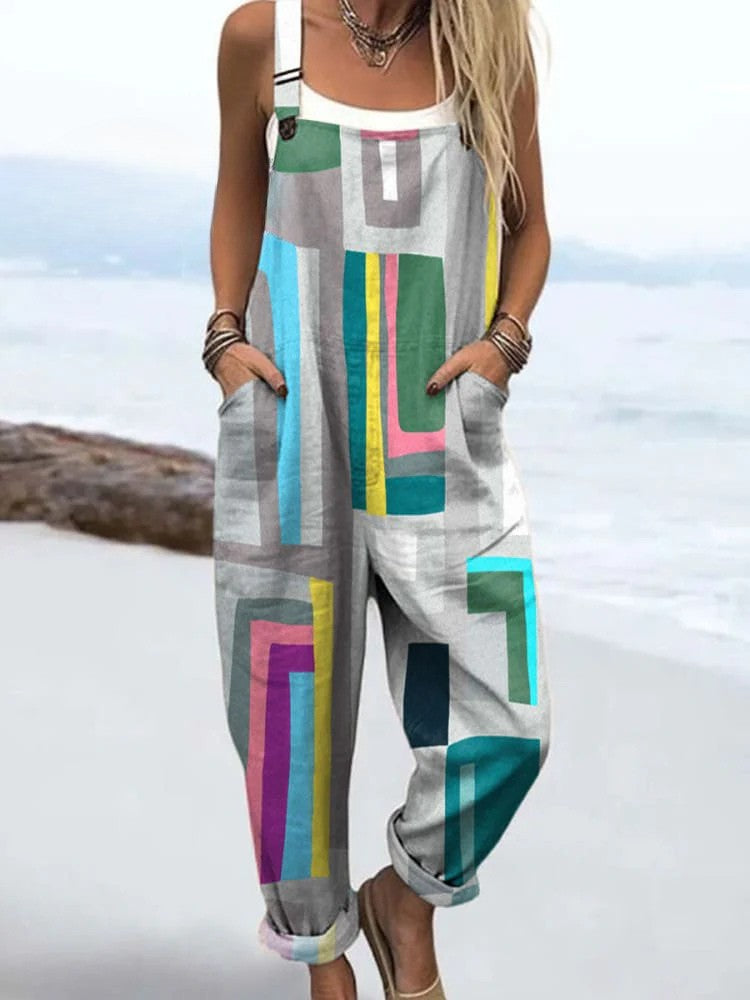 Carina Geometric Print Dungarees
