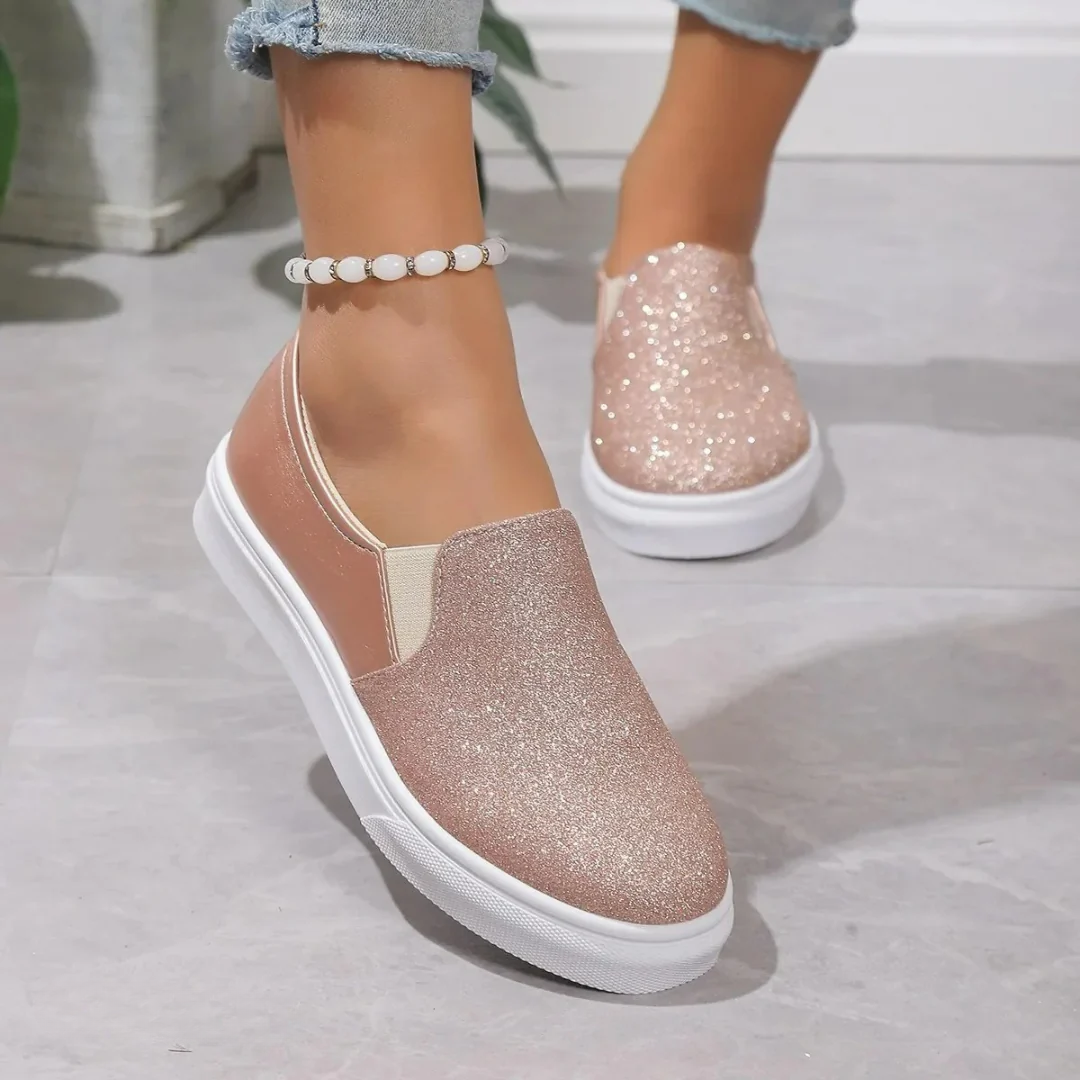 Carlina Glitter Slip-On Sneakers in Pink