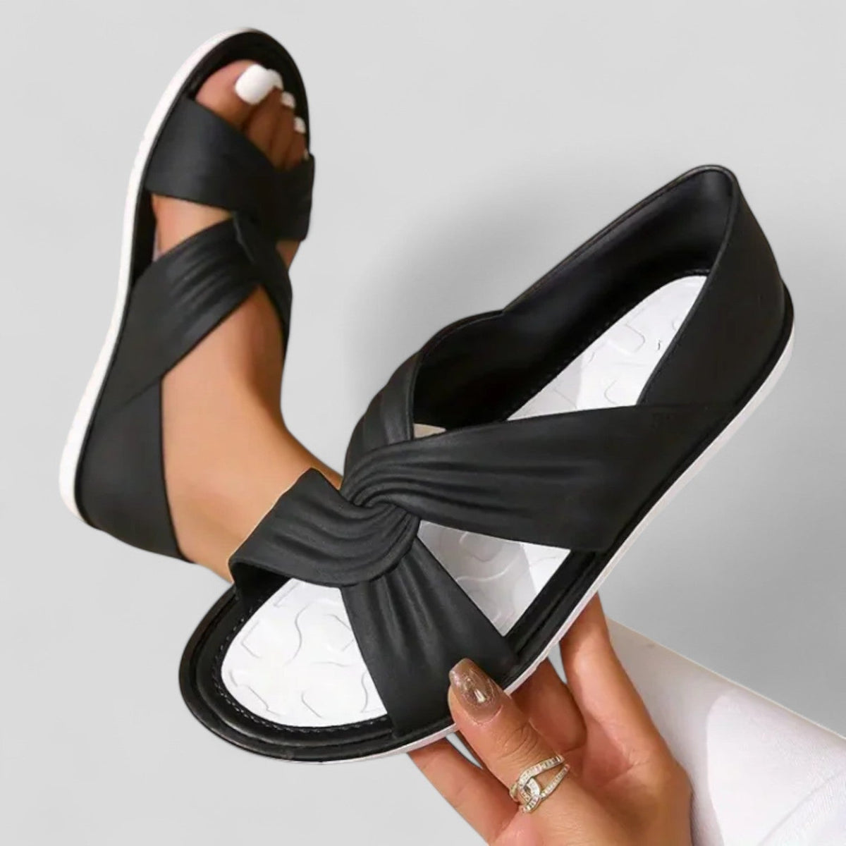 Carmel Twist Closed-Back Sandals in Black