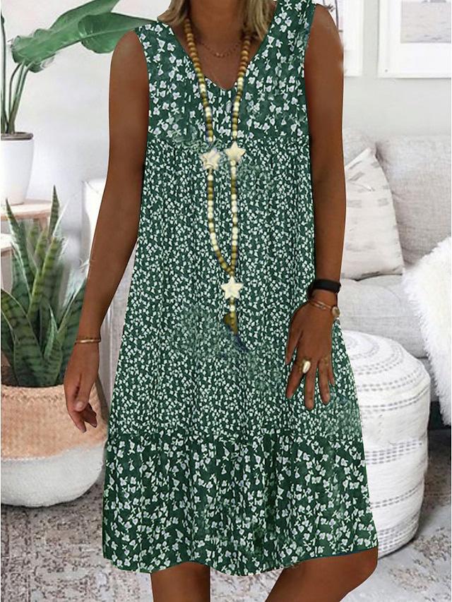 Carys Tiered Floral Dress in Green