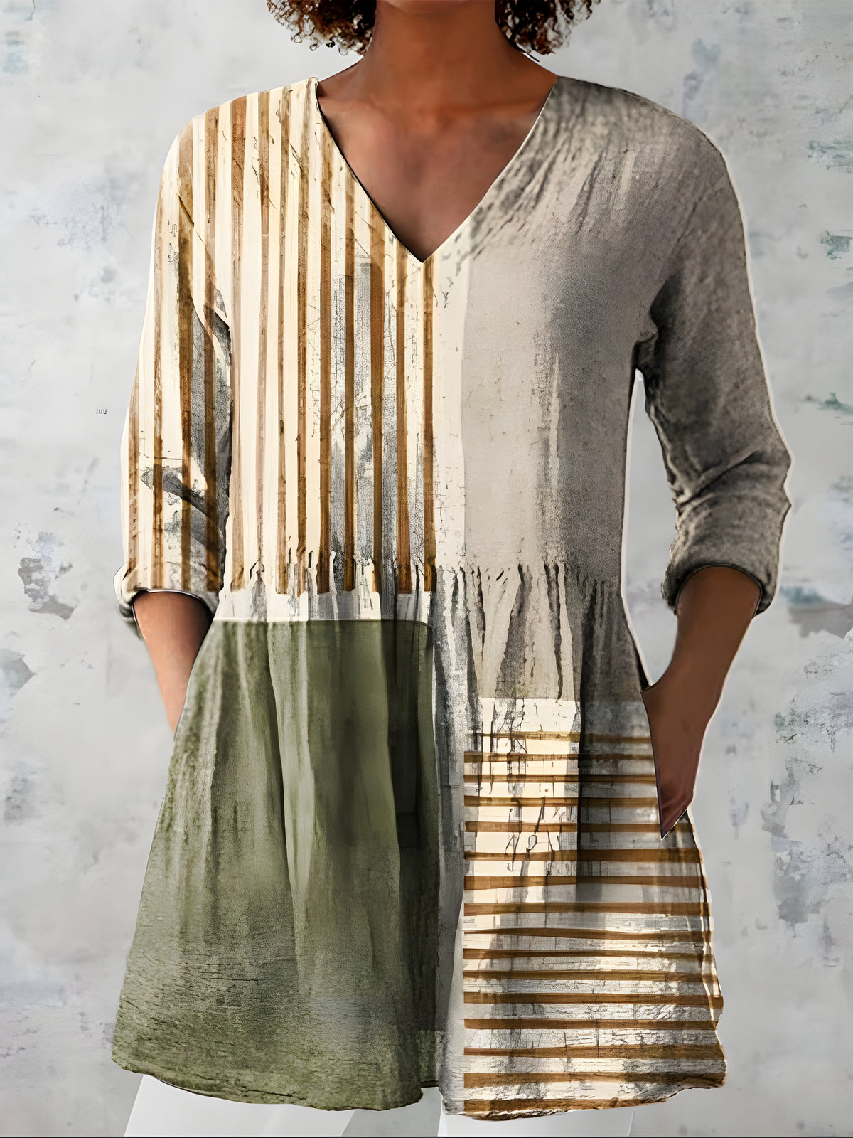 Cathleen Patchwork Panel Tunic in Multicolor