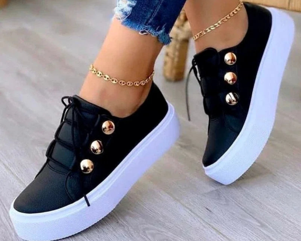 Cathy Studded Platform Sneakers in Black