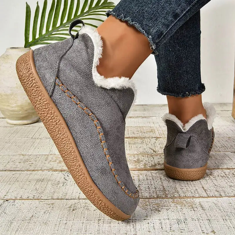 Celestine Lined Slip-On Booties in Grey