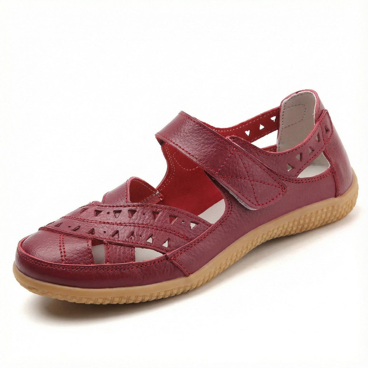 Cerys Cut-Out Mary-Jane Flats in Rose Red