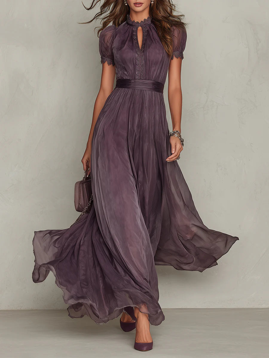 Chantel Keyhole Chiffon Maxi in Purple