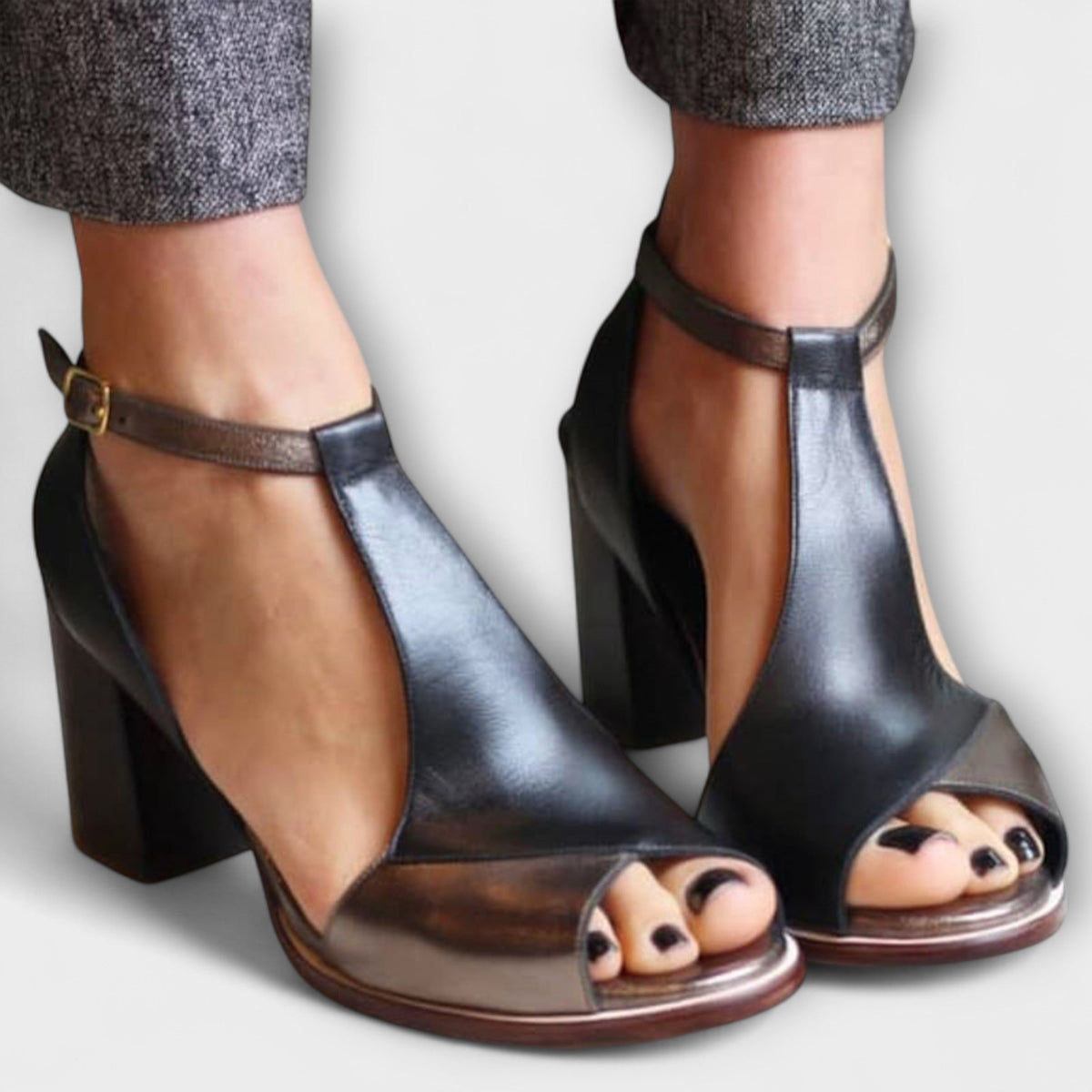 Cheryl T-Bar Block Heels