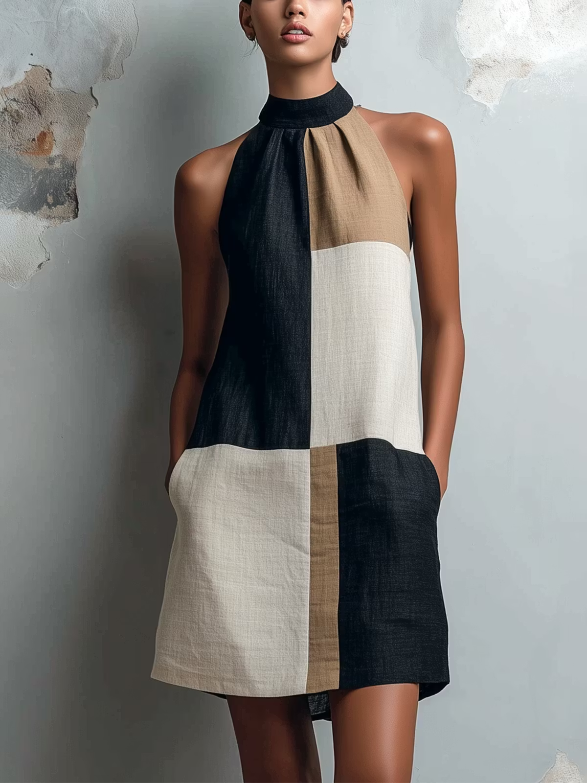 Christiane Patchwork Halter Dress