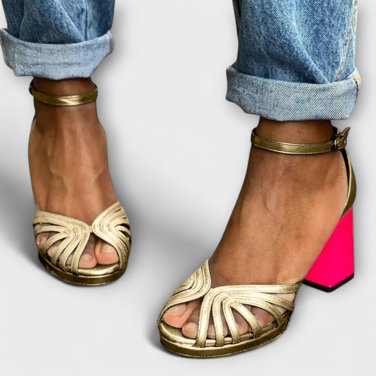 Christine Metallic Block Heels