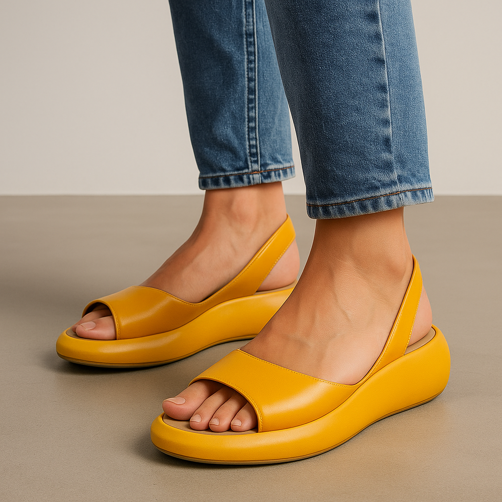 Ciara Wide Band Flatforms in Yellow