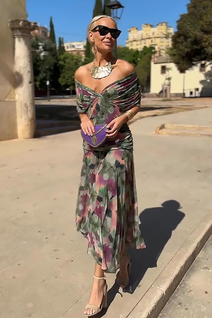 Cinzia Crossover Maxi Dress in Multi