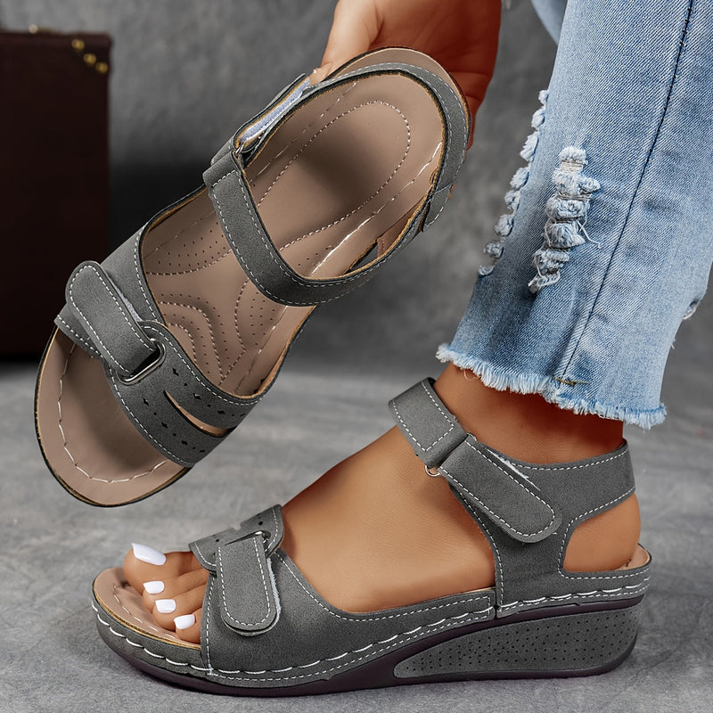 Claribel Two-Strap Wedge Sandals
