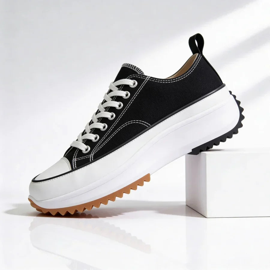 Claudette Platform Lace-Up Sneakers in Black