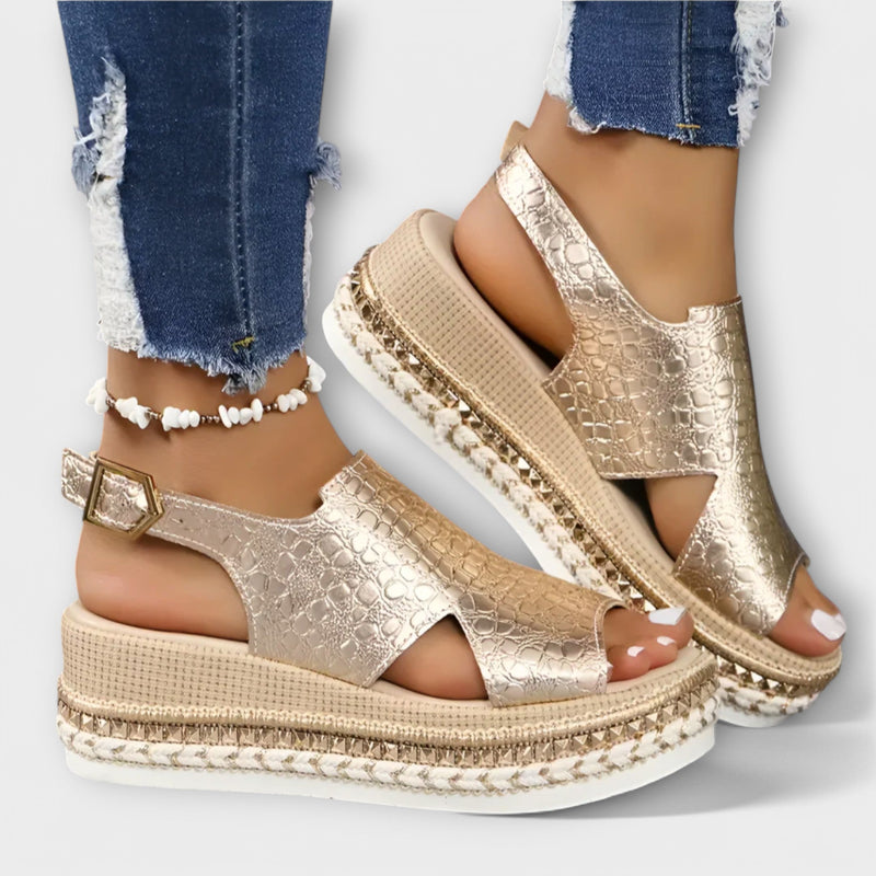 Claudia Croc-Look Platform Sandals