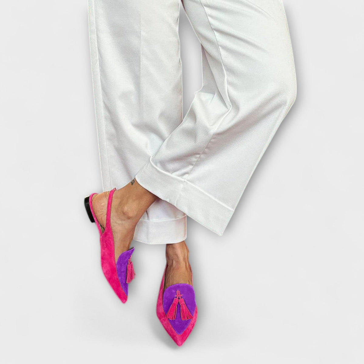 Connie Tassel Slingback Flats in Purple