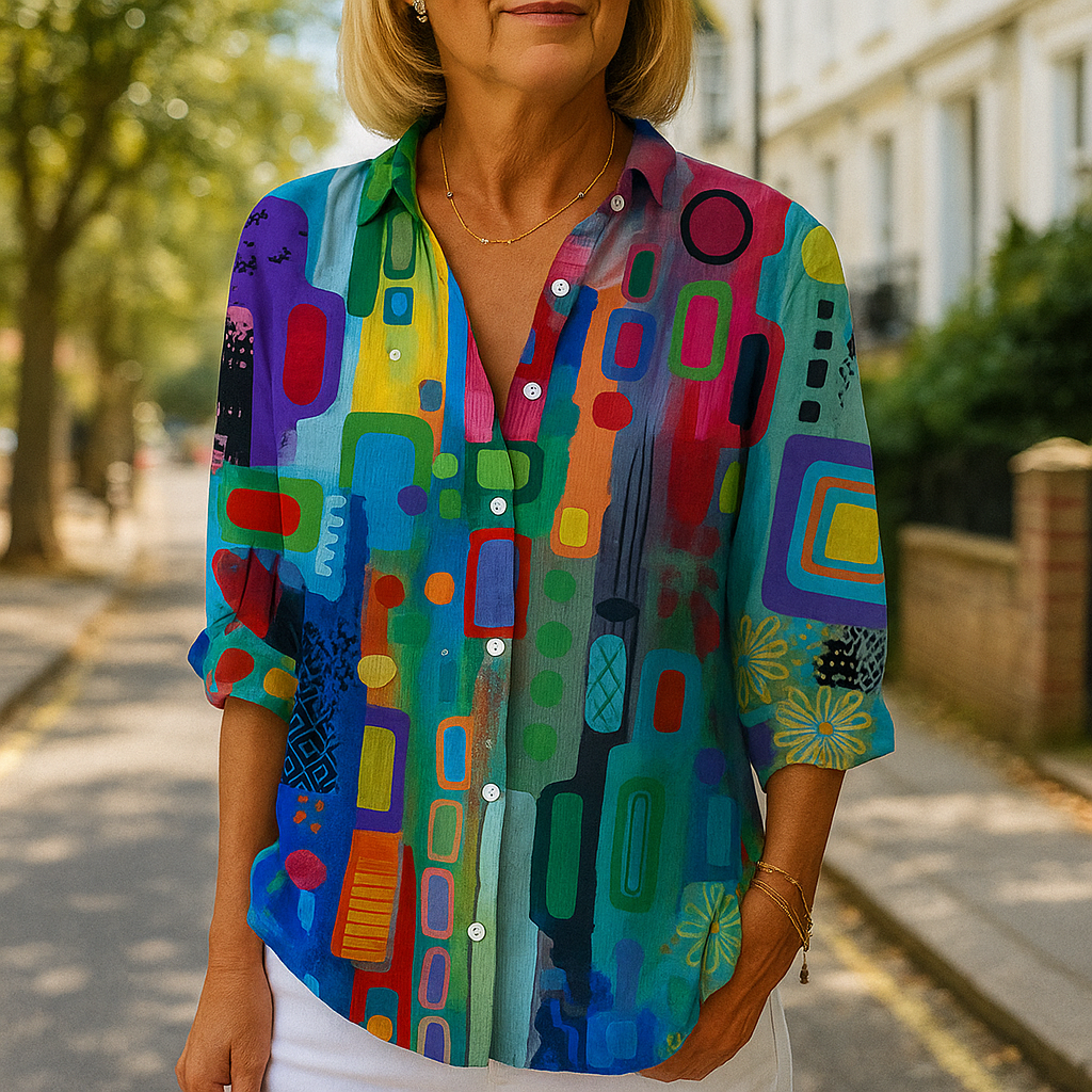 Corinna Abstract Print Shirt in Modern Multi