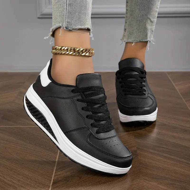 Cornelia Rocker Sole Sneakers in Black