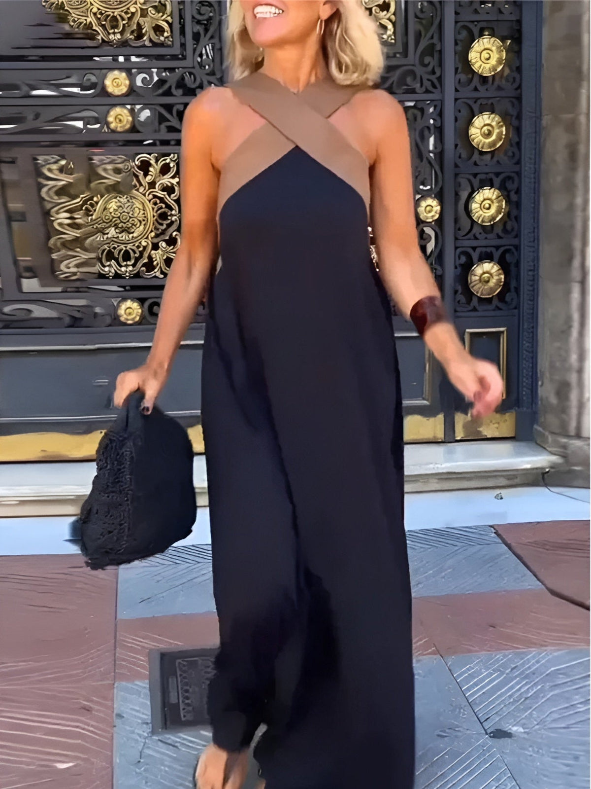Dagny Halter Maxi Dress in Black