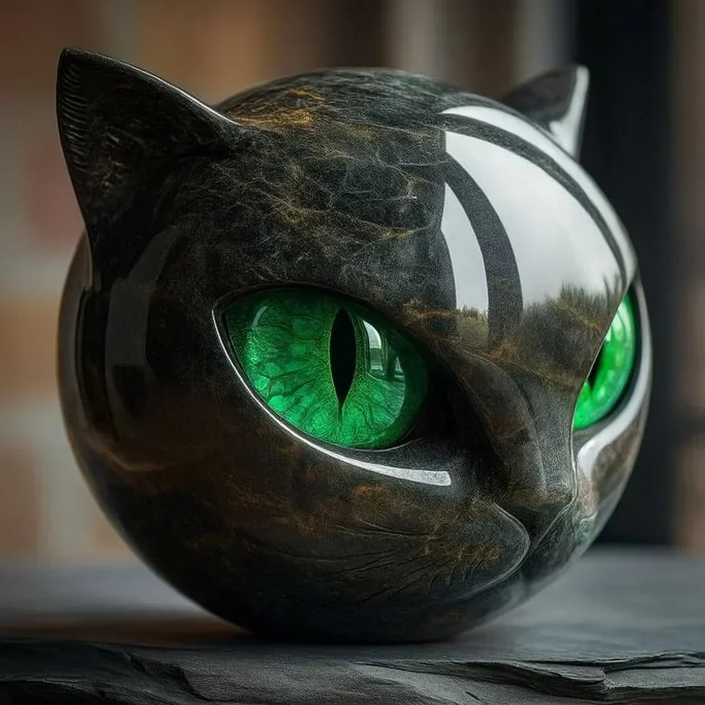 Damaris Cat Sculpture in Green