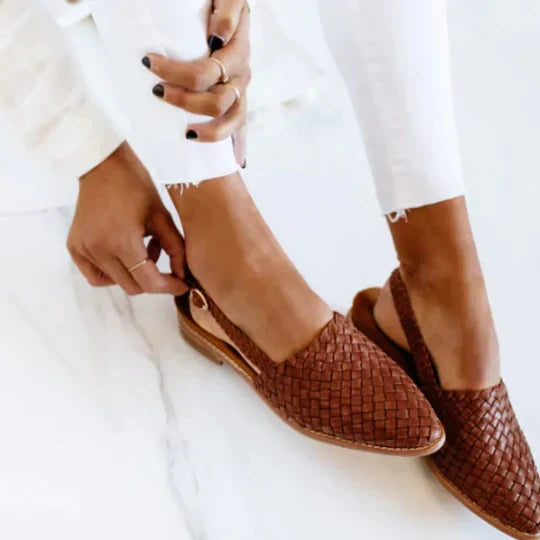 Deidre Woven Slingback Flats in Brown