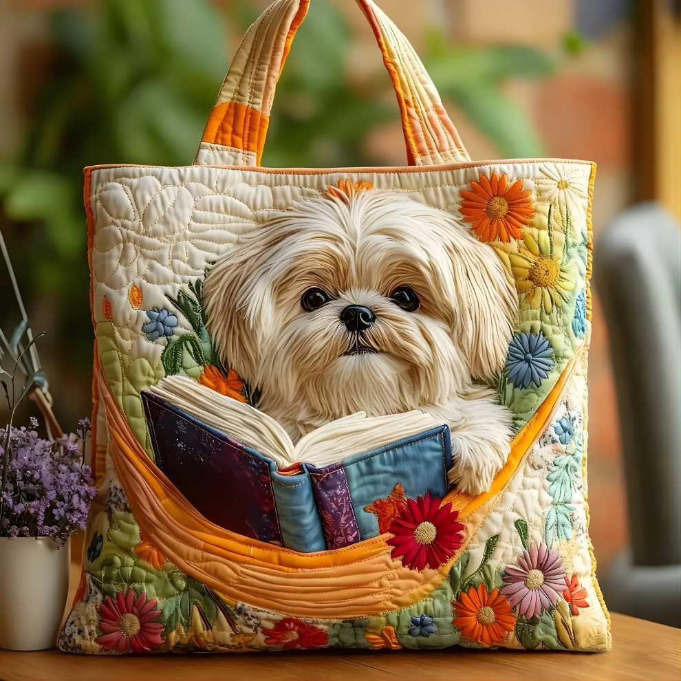 Delores Reading Puppy Tote
