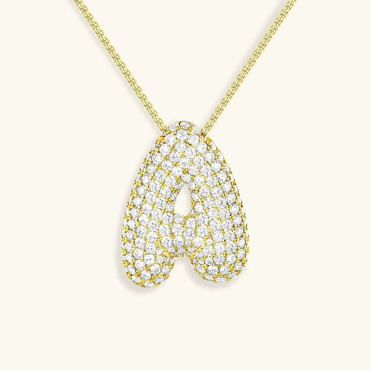 Delta Puffed Letter Necklace in 18k Yellow Gold
