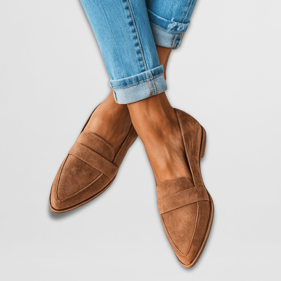 Desma Pointed Penny Loafers in Brown