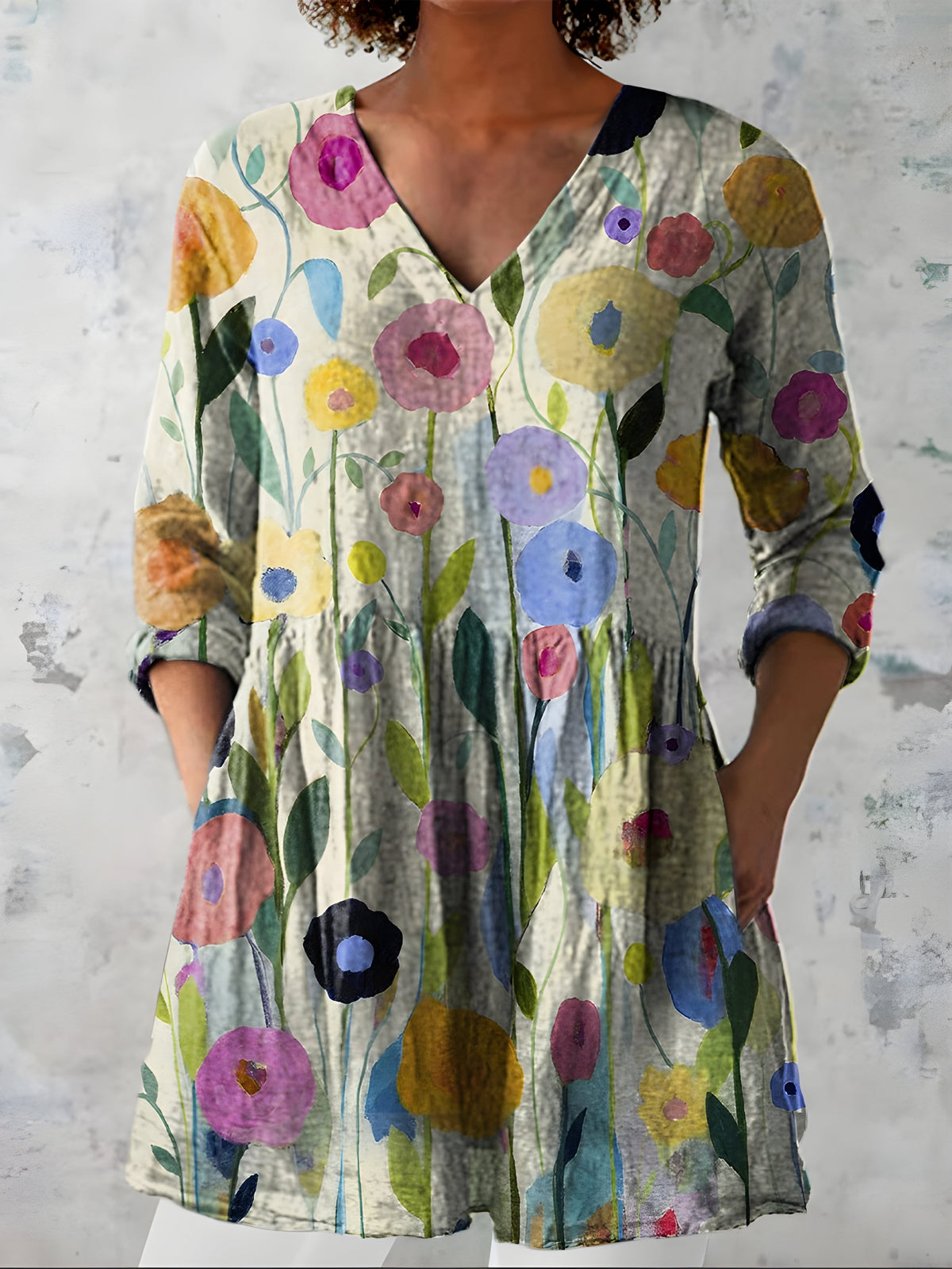 Dessie Poppy Print Tunic in Multicolored