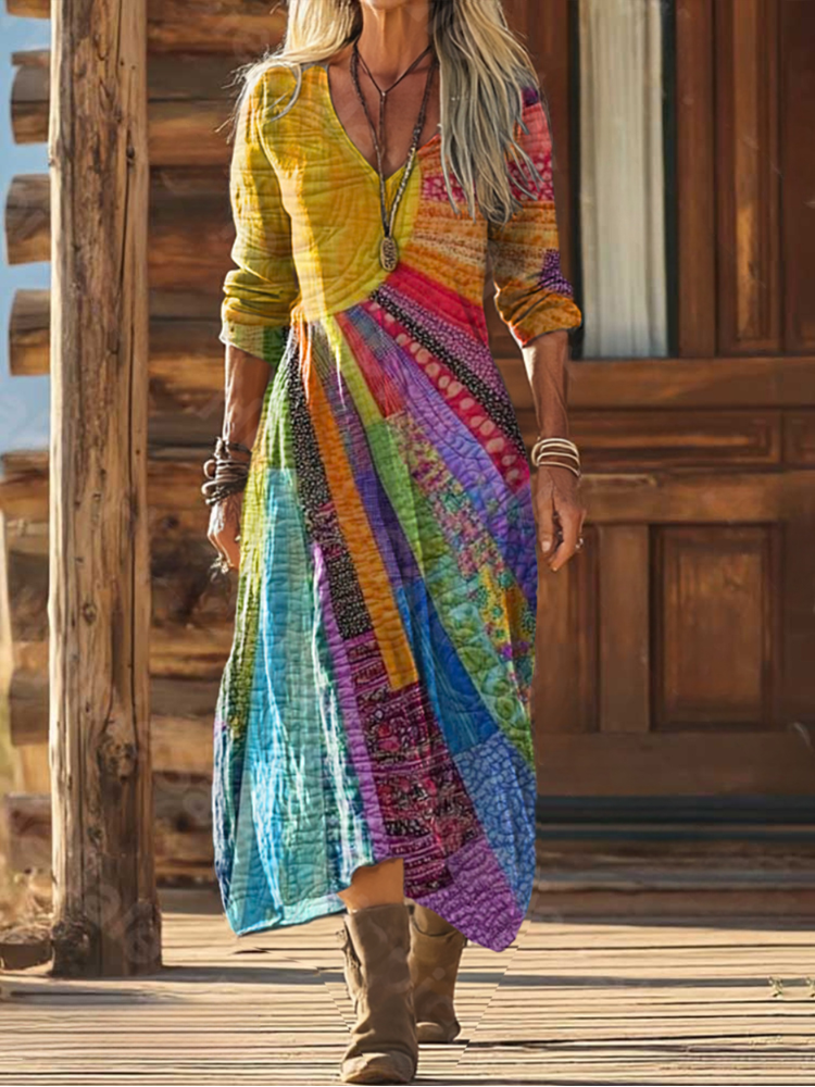 Dilys Patchwork Maxi Dress