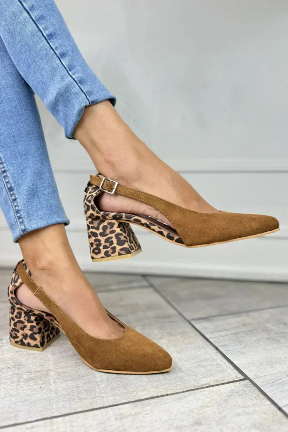 Dottie Print Heel Slingbacks in Light Brown