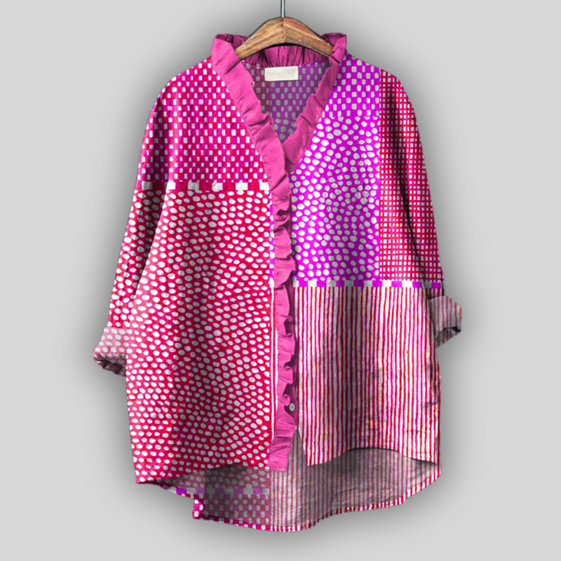 Eliane Patchwork Ruffle Shirt