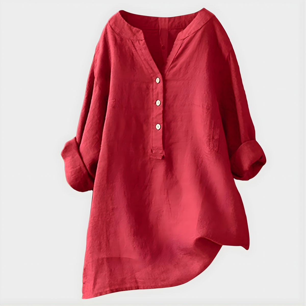 Elin Half-Button Tunic Shirt in Watermelon Pink