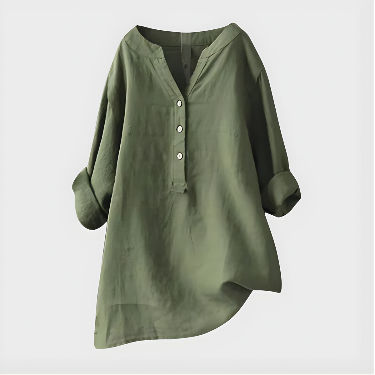 Elin Half-Button Tunic Shirt in Green