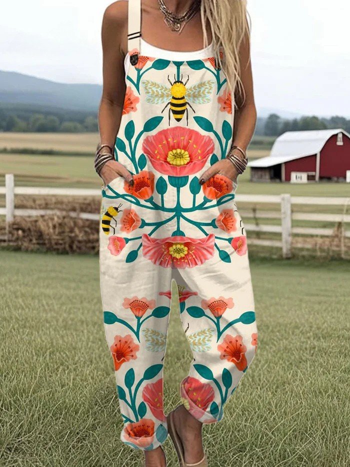 Elvira Folk Floral Dungarees