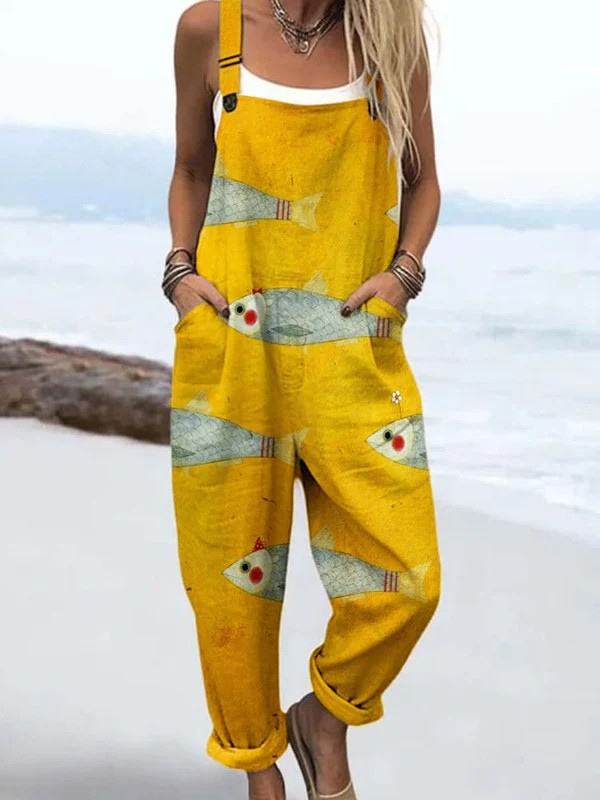 Emmeline Fish Print Overalls