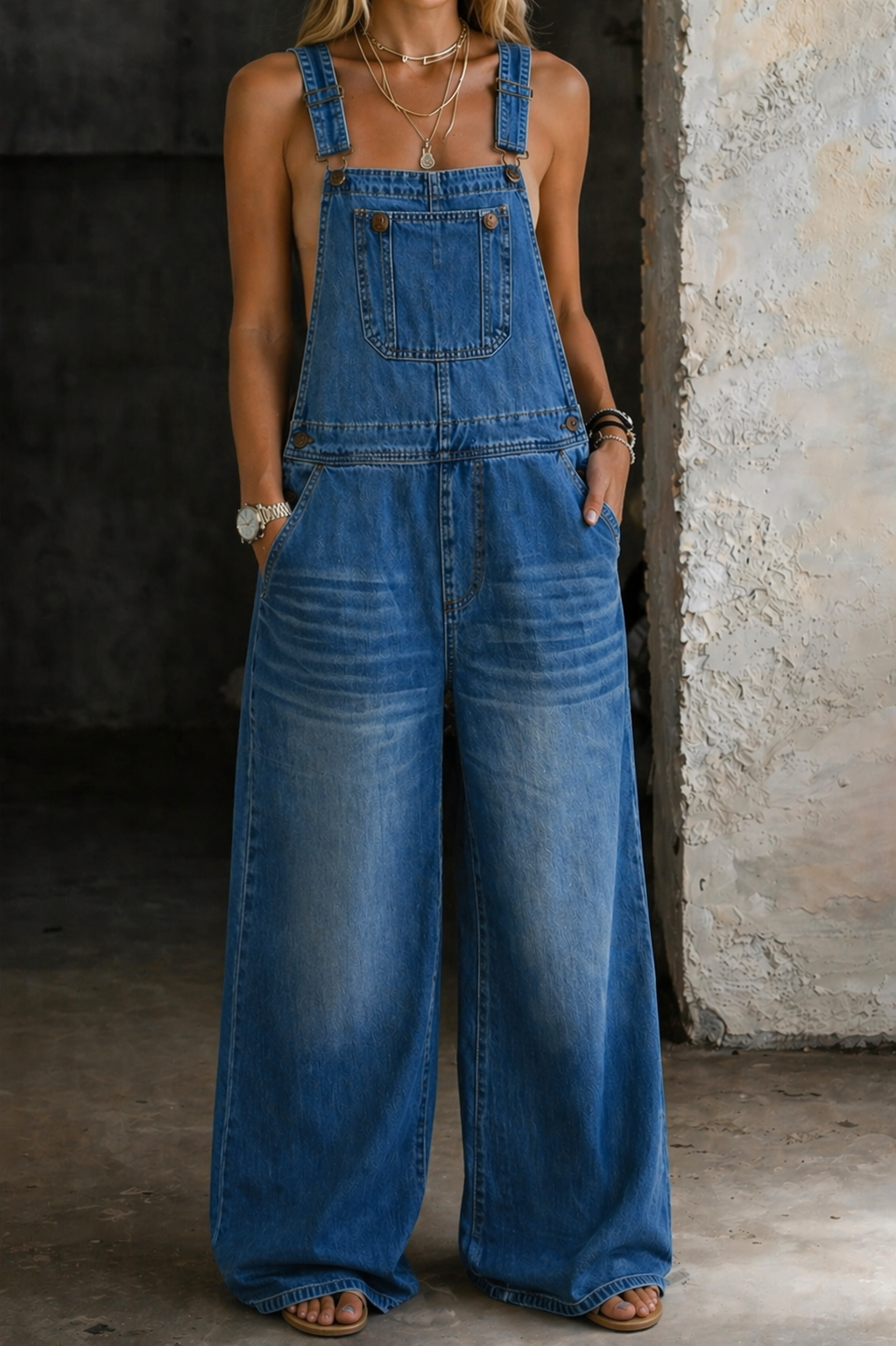 Esperanza Wide Leg Dungarees in Multicolor