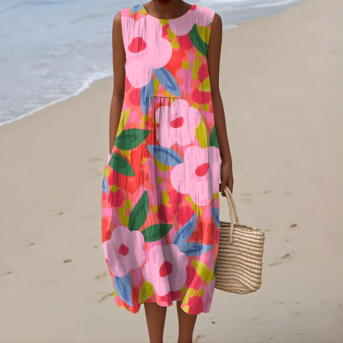 Ffion Big Bloom Dress in Bloom Pink