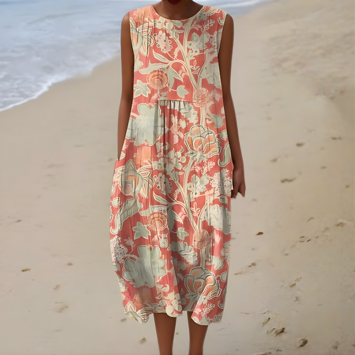 Fionnuala Botanical Print Dress in Sleeveless