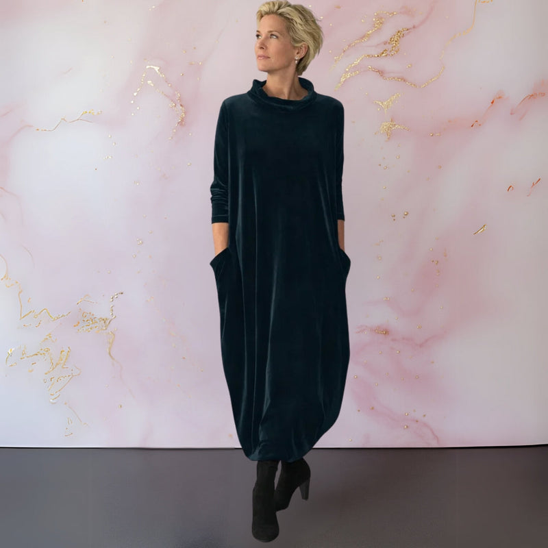 Floy Velvet Funnel-Neck Maxi
